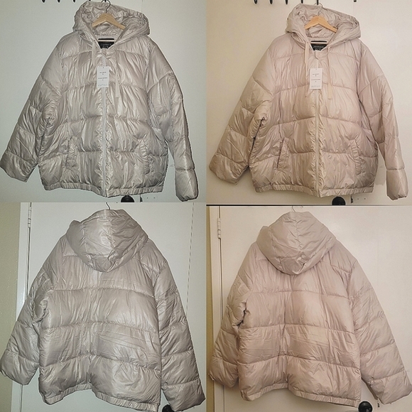 Torrid Metallic Cropped Hooded Puffer Coat Jacket - Picture 4 of 5